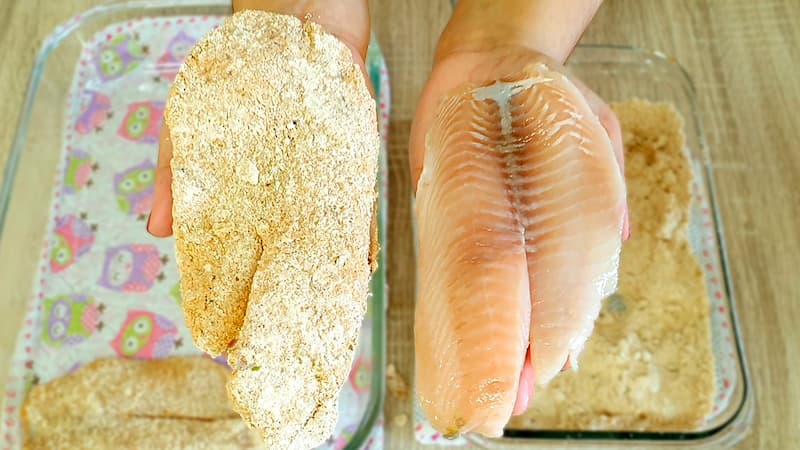 Peixe empanado sem fritura